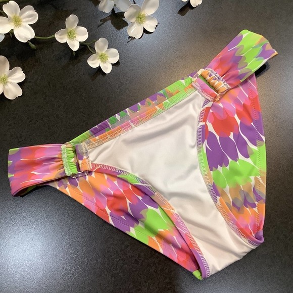 Victoria’s Secret Pastel Rainbow Bikini Bottoms Clear Lucite Ruched Side Panels - Picture 6 of 10